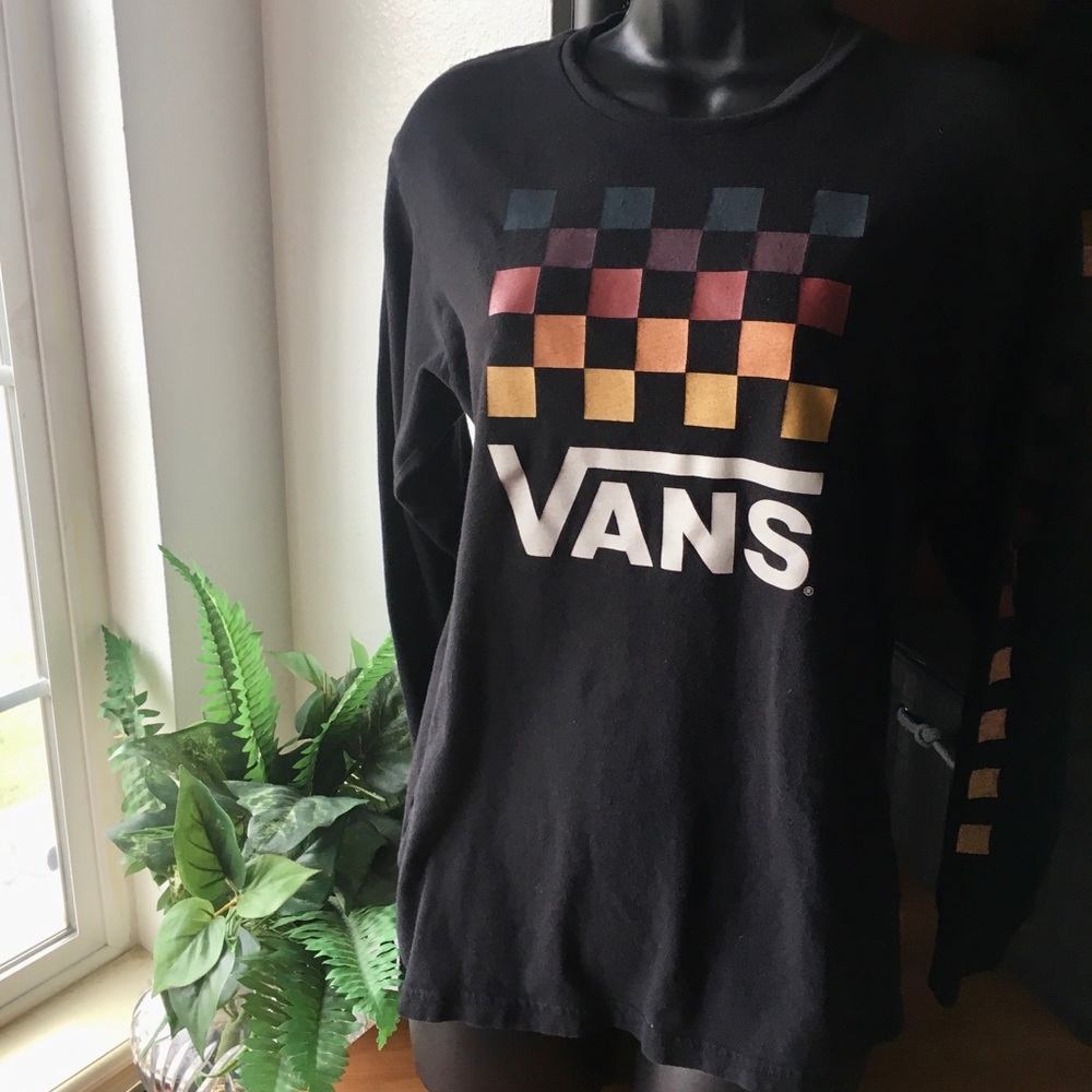 🌟🍀3/$18 Vans checkered black long sleeve